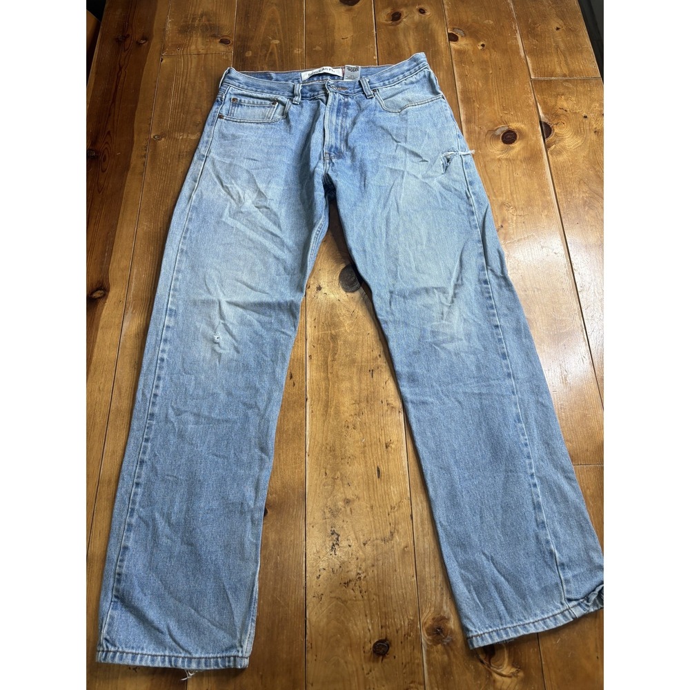 Levi's 505 Regular Fit Men's Jeans W34 L32 Light Wash 100% Cotton Distressed